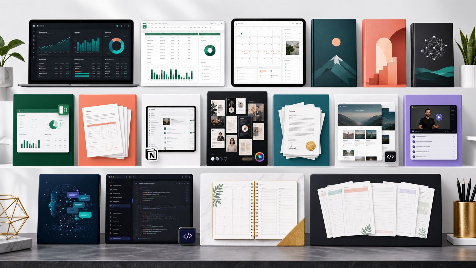 Digital product shelf with templates and dashboards